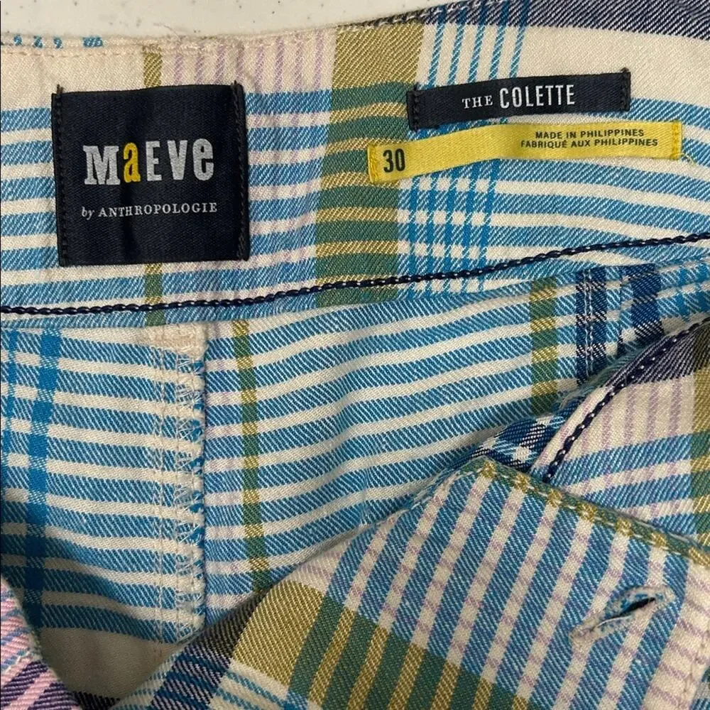Anthropologie Maeve Colette Pastel Plaid Linen - Picture 7 of 10